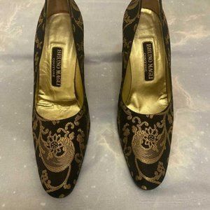 Bruno Magli Couture brocade heels in gold/black